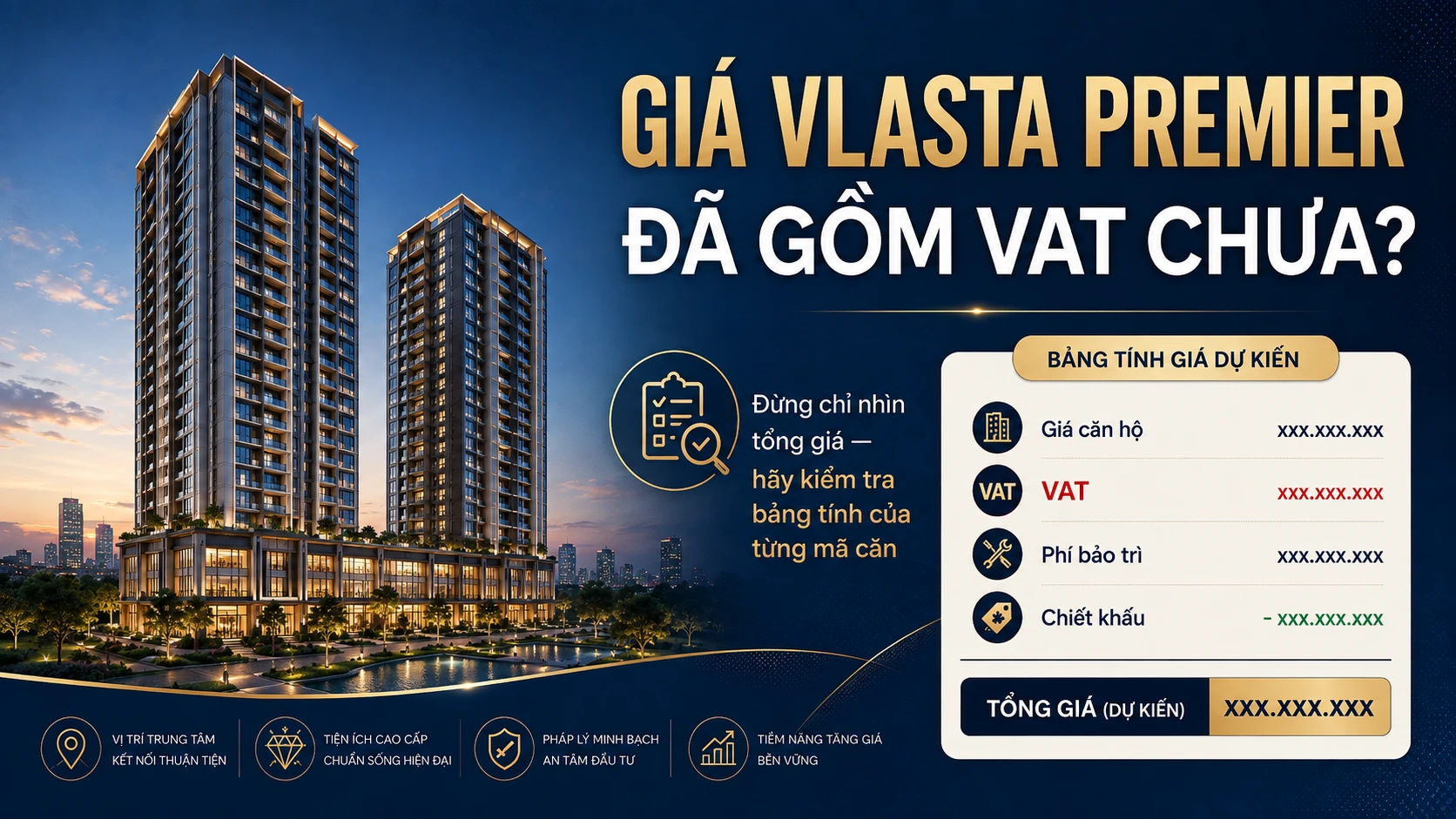 Giá Vlasta Premier đã gồm VAT chưa và cách kiểm tra bảng giá căn hộ